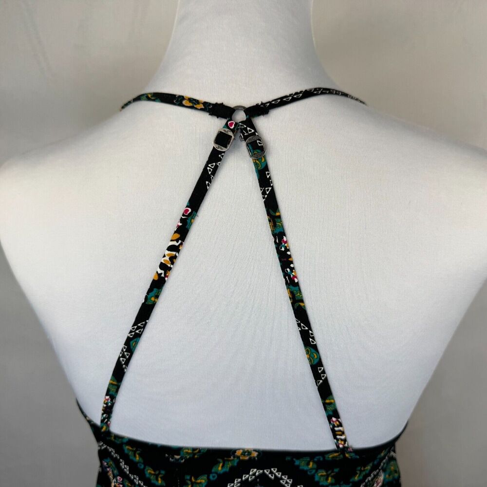 Hollister Crop Top Sz XS Black Green Smocked Sleeveless Strapped - Picture 4 of 6